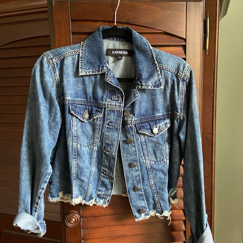 Express Cropped Blue Jean Jacket
